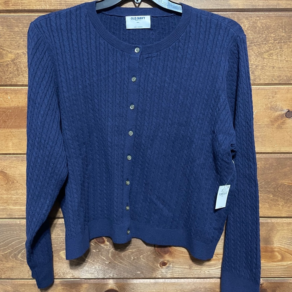 Cropped Navy Cardigan